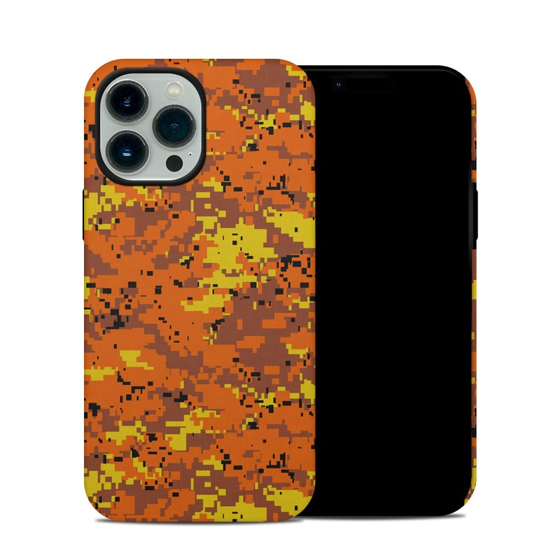 iPhone 13 Pro Max Hybrid Case design of Orange, Yellow, Leaf, Tree, Pattern, Autumn, Plant, Deciduous with red, green, black colors
