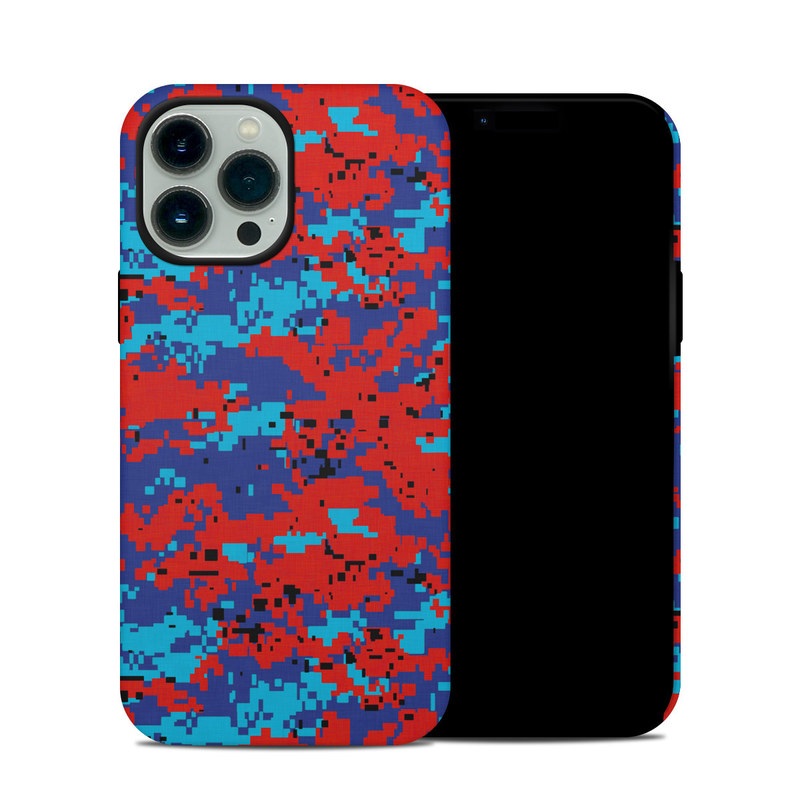 iPhone 13 Pro Max Hybrid Case design of Blue, Red, Pattern, Textile, Electric blue with blue, red colors