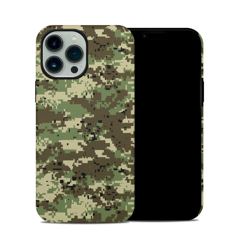 iPhone 13 Pro Max Hybrid Case design of Military camouflage, Pattern, Camouflage, Green, Uniform, Clothing, Design, Military uniform with black, gray, green colors
