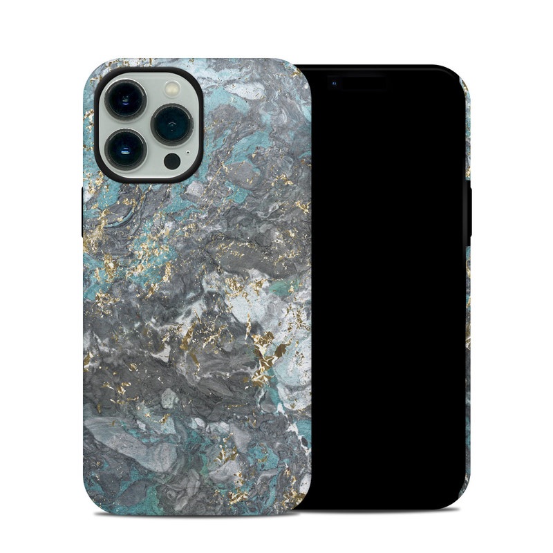 iPhone 13 Pro Max Hybrid Case design of Blue, Turquoise, Green, Aqua, Teal, Geology, Rock, Painting, Pattern with black, white, gray, green, blue colors