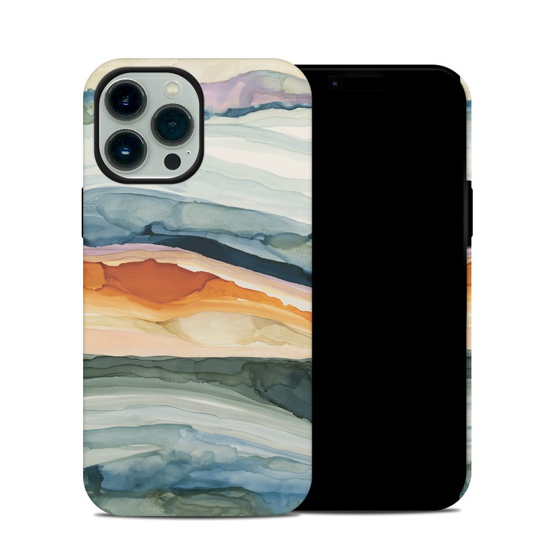 iPhone 13 Pro Max Hybrid Case design of Watercolor paint, Painting, Sky, Wave, Geology, Landscape, Pattern, Acrylic paint, Cloud, Paint with blue, purple, orange, yellow, red, green, brown colors