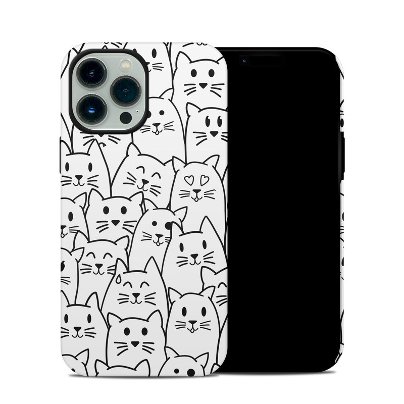 iPhone 13 Pro Max Hybrid Case design of White, Line art, Text, Black, Pattern, Black-and-white, Line, Design, Font, Organism, with white, black colors