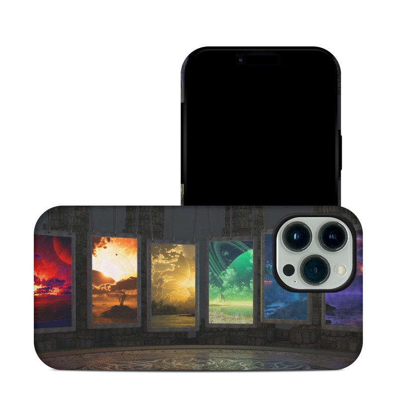 iPhone 13 Pro Max Hybrid Case design of Light, Lighting, Water, Sky, Technology, Night, Art, Geological phenomenon, Electronic device, Glass with black, red, green, blue colors