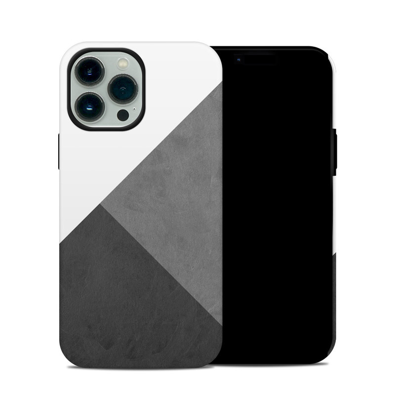 iPhone 13 Pro Max Hybrid Case design of Black, White, Black-and-white, Line, Grey, Architecture, Monochrome, Triangle, Monochrome photography, Pattern with white, black, gray colors
