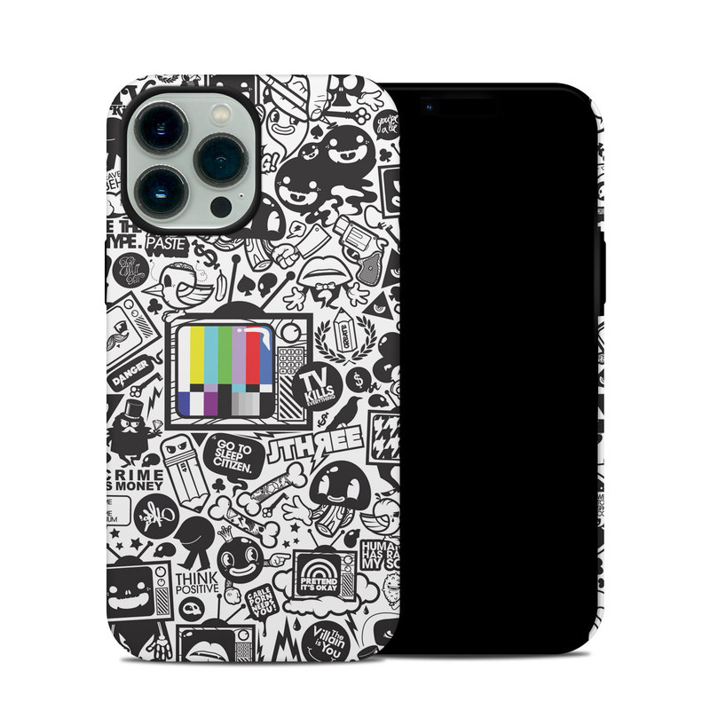 iPhone 13 Pro Max Hybrid Case design of Pattern, Drawing, Doodle, Design, Visual arts, Font, Black-and-white, Monochrome, Illustration, Art with gray, black, white colors