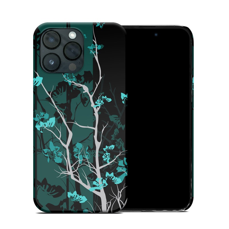 iPhone 14 Pro Max Clip Cas design of Branch, Black, Blue, Green, Turquoise, Teal, Tree, Plant, Graphic design, Twig, with black, blue, gray colors