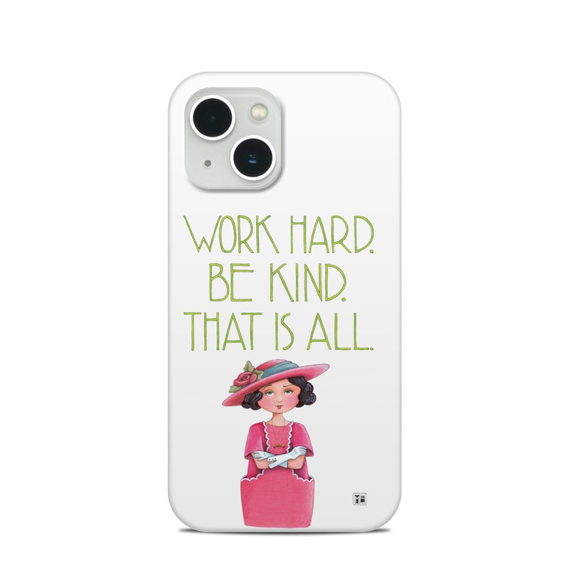 iPhone 13 Clip Case design of Pink, Headgear, Font, Hat with white, green, pink, black, white, yellow, blue colors