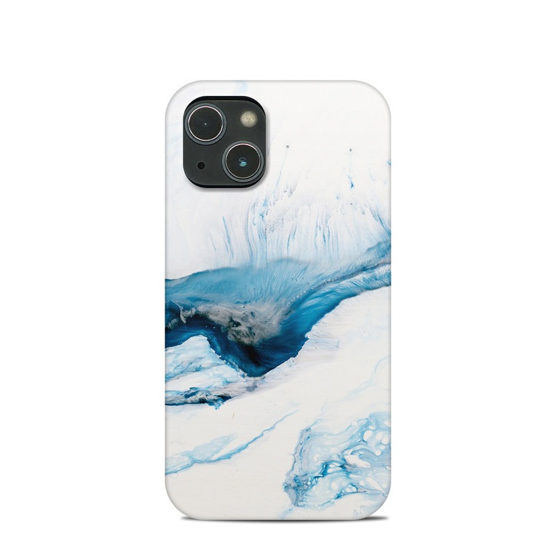 iPhone 13 mini Clip Case design of Glacial landform, Blue, Water, Glacier, Sky, Arctic, Ice cap, Watercolor paint, Drawing, Art with white, blue, black colors