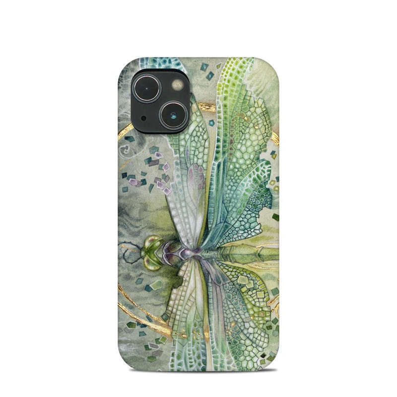 iPhone 13 mini Clip Case design of Green, Painting, Watercolor paint, Water, Acrylic paint, Leaf, Visual arts, Plant, Art, Photography, with green, yellow, blue, gray colors