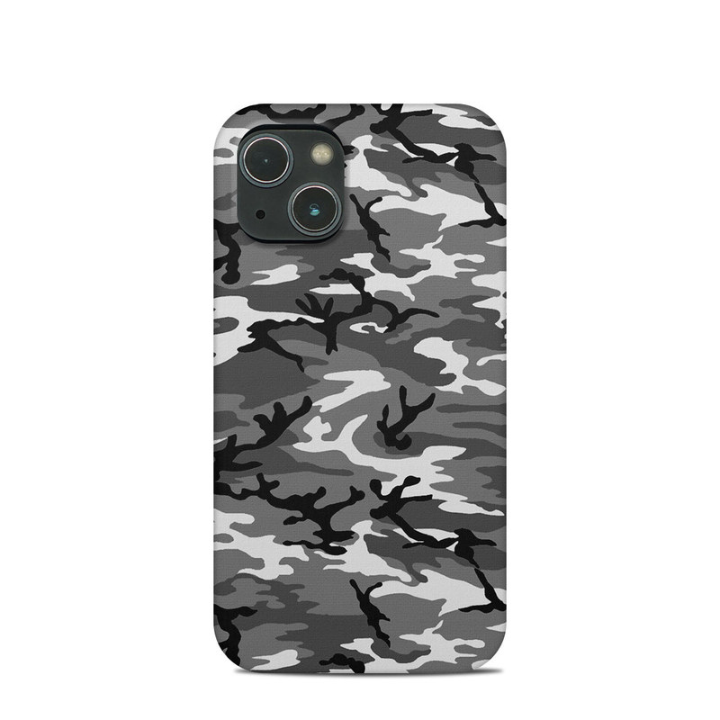 iPhone 13 mini Clip Case design of Military camouflage, Pattern, Clothing, Camouflage, Uniform, Design, Textile, with black, gray colors