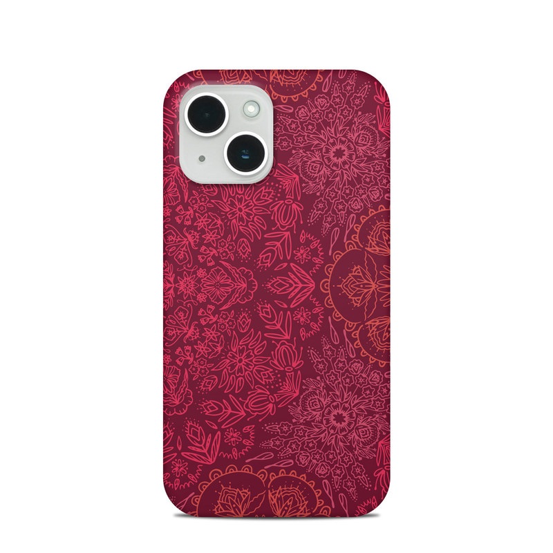 iPhone 14 Clip Case design of Red, Pattern, Pink, Magenta, Purple, Maroon, Violet, Textile, Design, Wallpaper, with red, black colors
