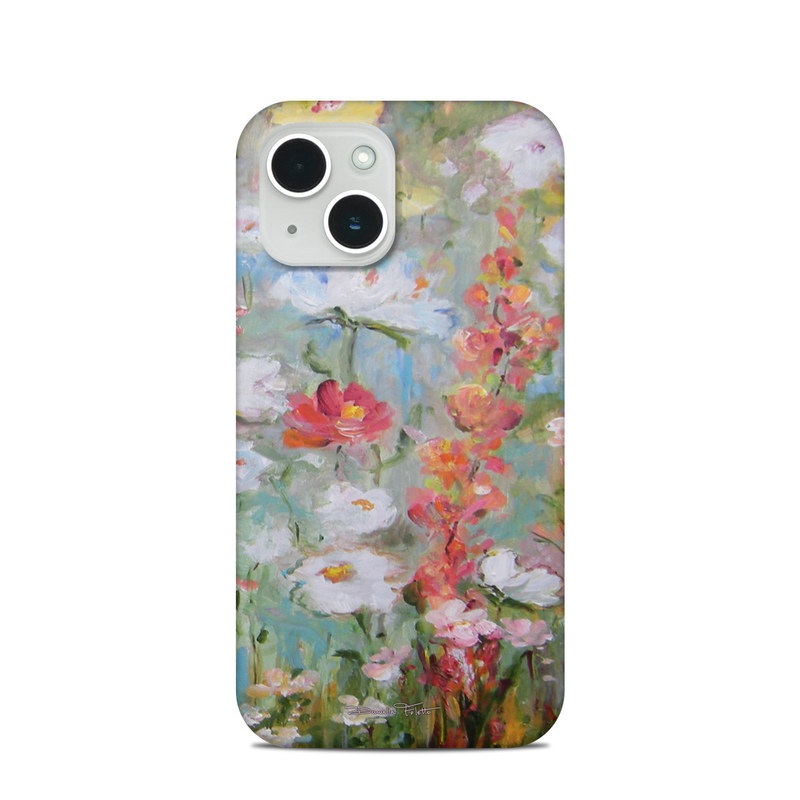 iPhone 14 Clip Case design of Flower, Painting, Watercolor paint, Plant, Modern art, Wildflower, Botany, Meadow, Acrylic paint, Flowering plant, with gray, black, green, red, blue colors