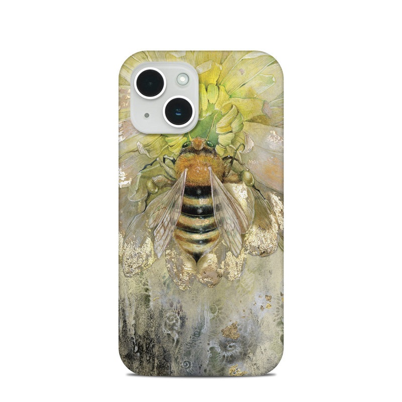 iPhone 14 Clip Case design of Honeybee, Insect, Bee, Membrane-winged insect, Invertebrate, Pest, Watercolor paint, Pollinator, Illustration, Organism, with yellow, orange, black, green, gray, pink colors