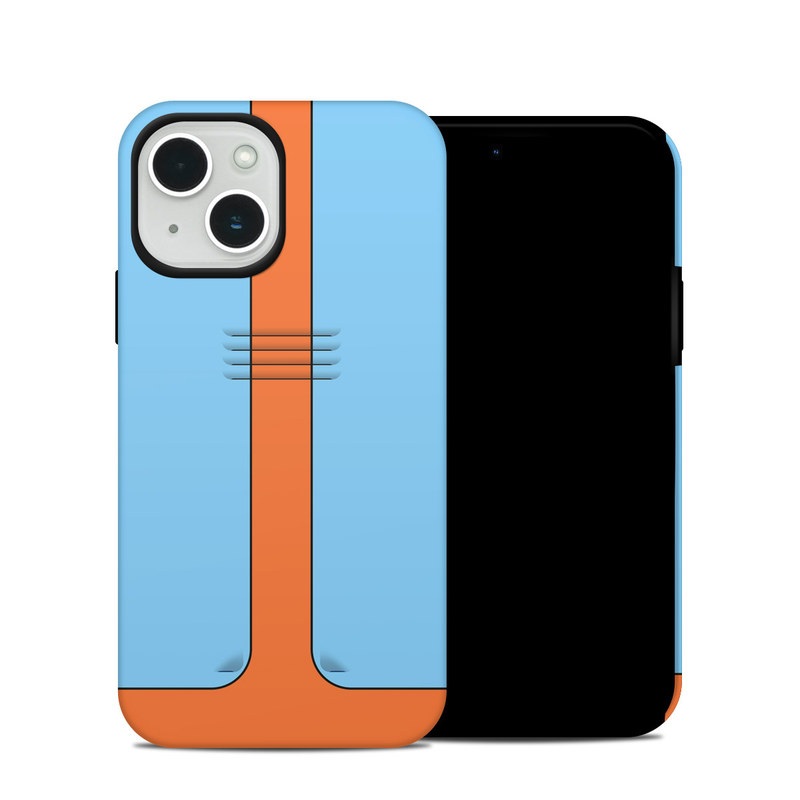 iPhone 14 Hybrid Case design of Line, with blue, orange, black colors