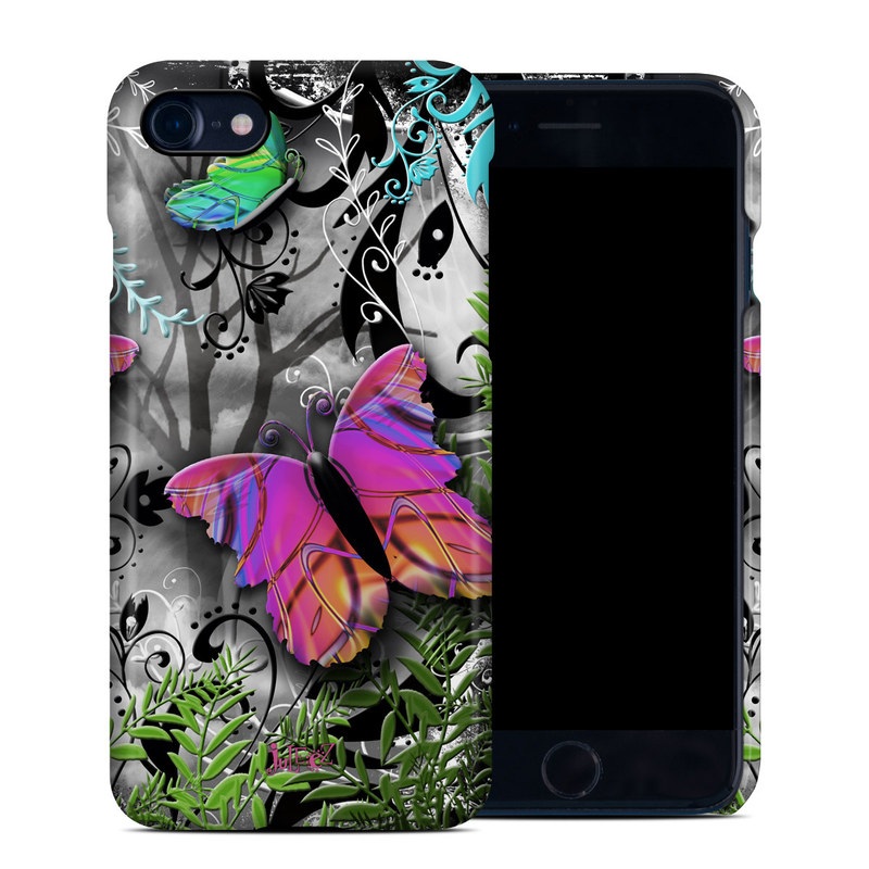 iPhone 8 Clip Case design of Butterfly, Pink, Purple, Violet, Organism, Spring, Moths and butterflies, Botany, Plant, Leaf, with black, gray, green, purple, red colors