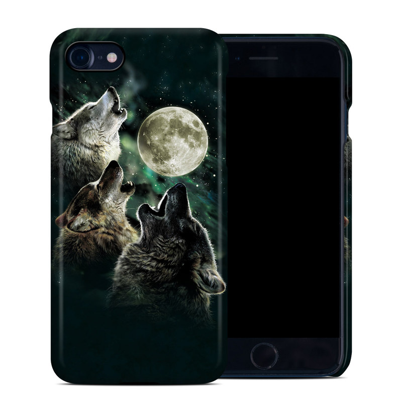 iPhone 8 Clip Case design of Wolf, Light, Astronomical object, Moon, Wildlife, Organism, Moonlight, Sky, Atmosphere, Celestial event, with black, gray, green colors