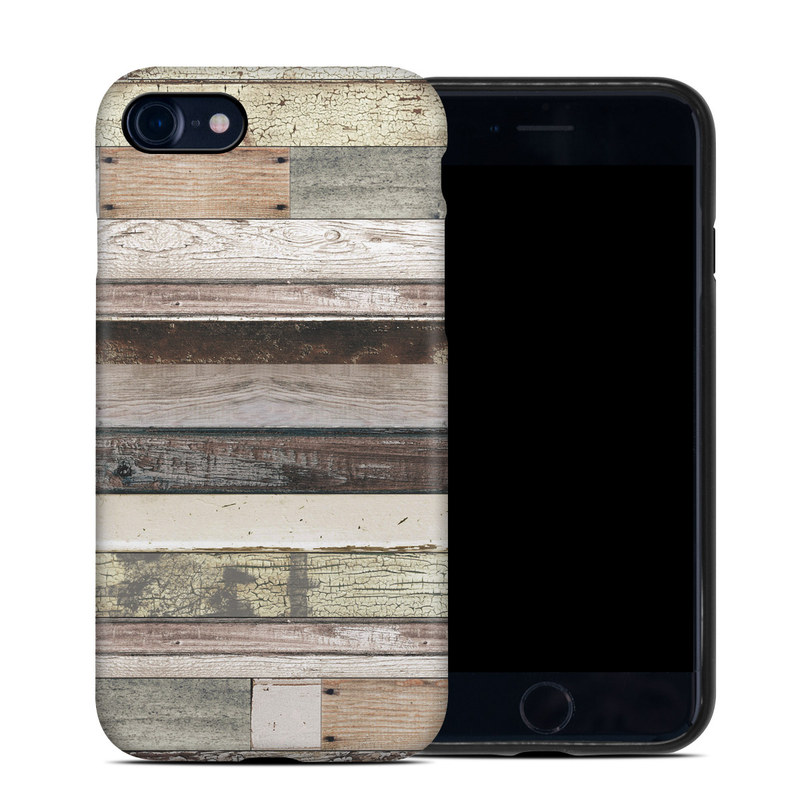 iPhone 8 Hybrid Case design of Wood, Wall, Plank, Line, Lumber, Wood stain, Beige, Parallel, Hardwood, Pattern, with brown, white, gray, yellow colors