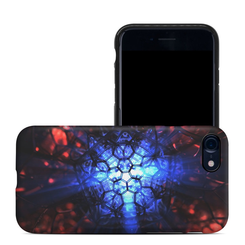 iPhone 8 Hybrid Case design of Blue, Fractal art, Red, Light, Pattern, Lighting, Art, Kaleidoscope, Design, Psychedelic art, with black, blue, red colors