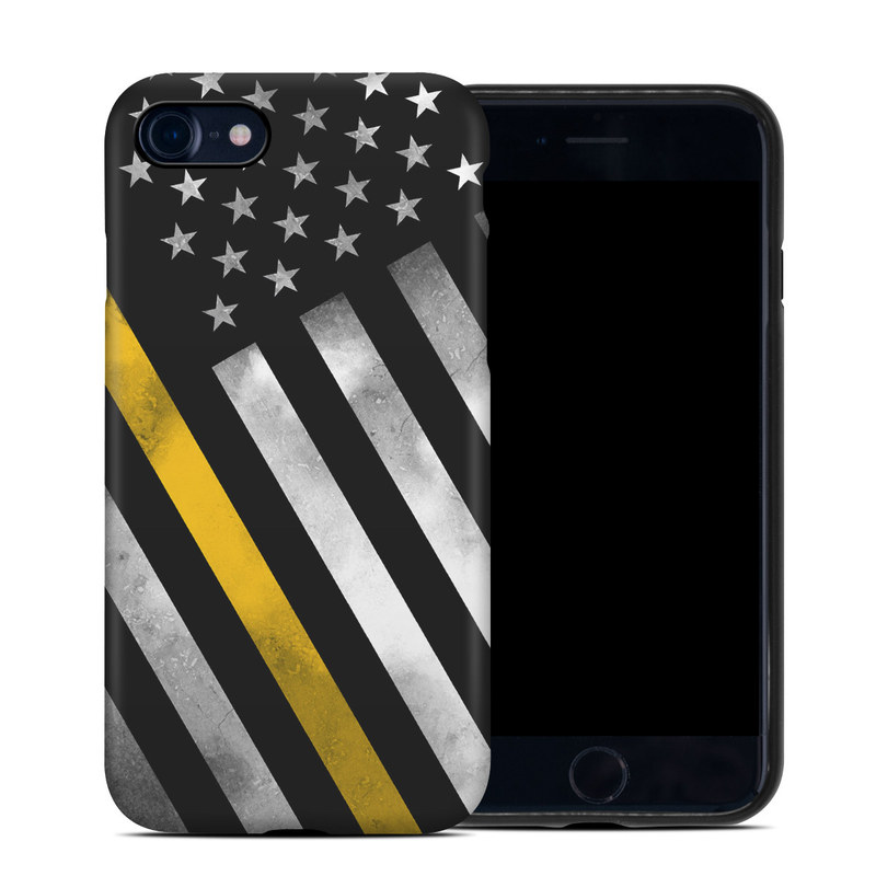 iPhone 8 Hybrid Case design of Flag of the united states, Flag, Yellow, Line, Black-and-white, Pattern, Monochrome, Graphic design, Parallel, with black, white, gray, yellow colors