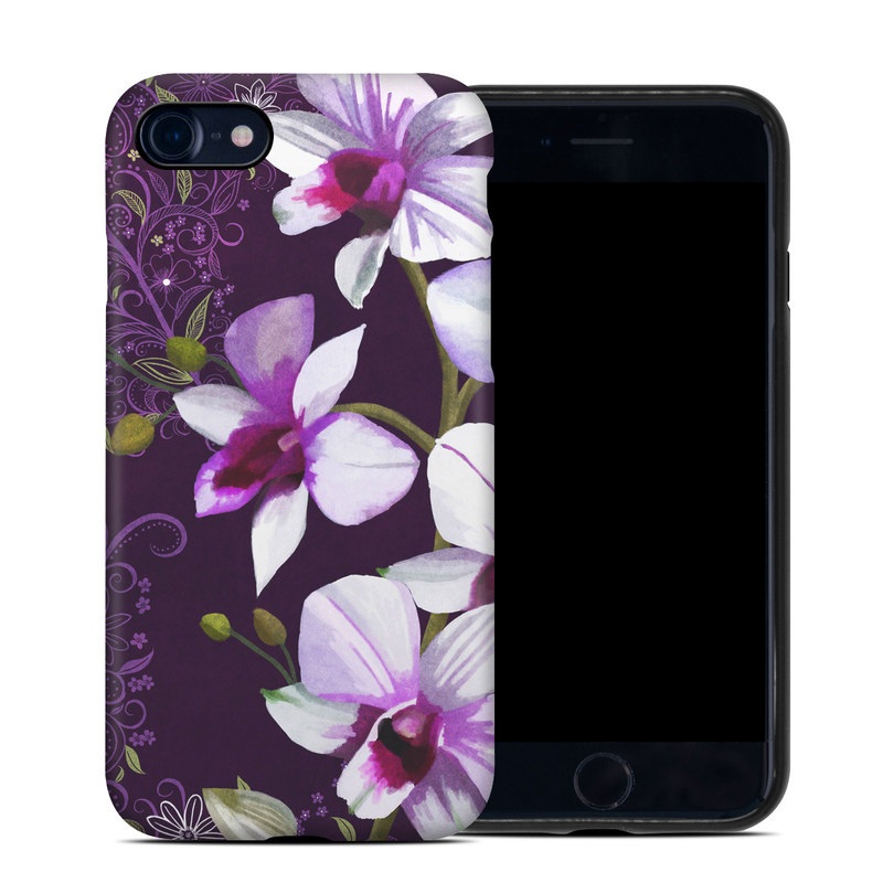 iPhone 8 Hybrid Case design of Flower, Purple, Petal, Violet, Lilac, Plant, Flowering plant, cooktown orchid, Botany, Wildflower, with black, gray, white, purple, pink colors