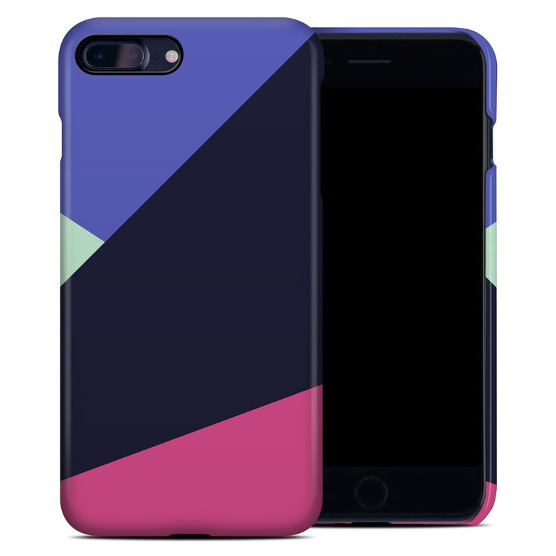 iPhone 8 Plus Clip Case design of Purple, Violet, Line, Magenta, Graphic design, Triangle, Pattern, Design, Material property, Font, with black, blue, green, pink colors