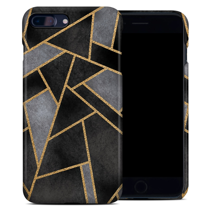 iPhone 8 Plus Clip Case design of Pattern, Triangle, Yellow, Line, Tile, Floor, Design, Symmetry, Architecture, Flooring, with black, gray, yellow colors
