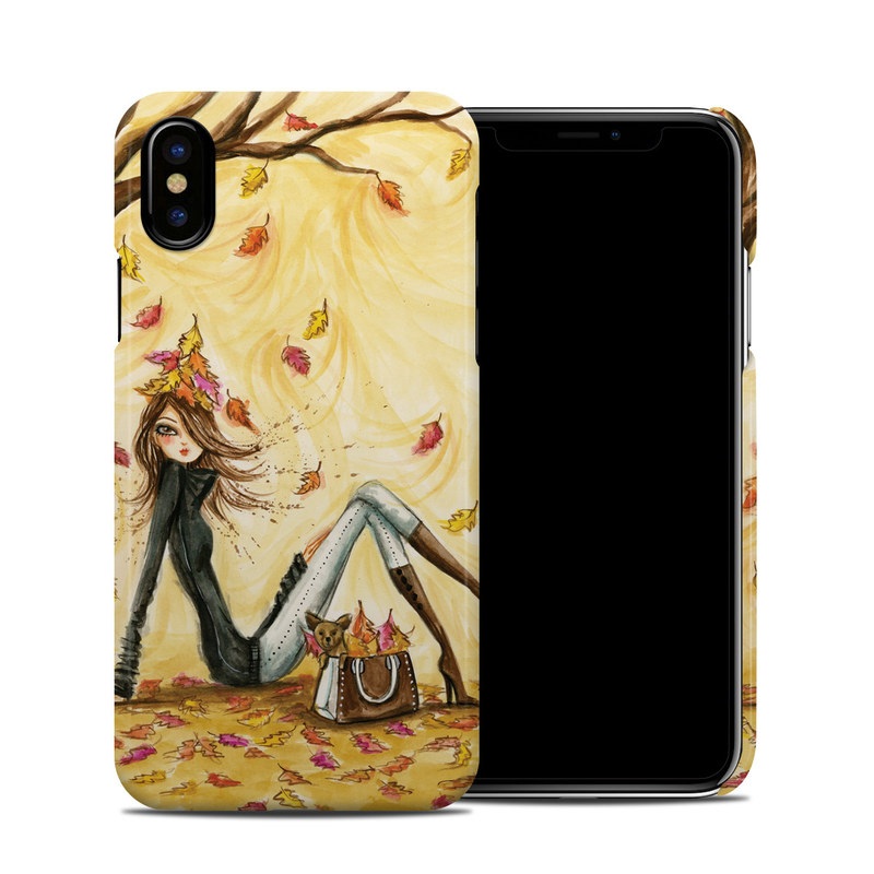 iPhone XS Clip Case design of Painting, Watercolor paint, Tree, Art, Illustration, Plant, Modern art, Visual arts, Still life, Fictional character with yellow, red, brown, orange, black, white colors