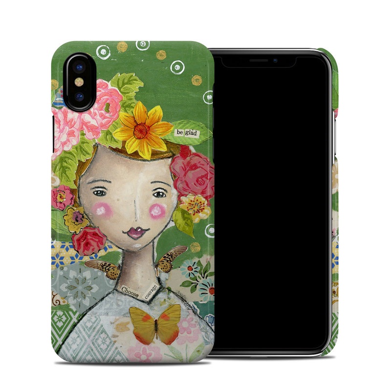 iPhone XS Clip Case design of Watercolor paint, Illustration, Art, Painting, Plant, Flower, Visual arts, Paint, Child art, Acrylic paint, with green, pink, red, orange, white, blue, brown colors