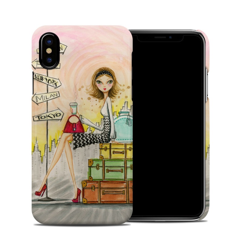 iPhone XS Clip Case design of Cartoon, Illustration, Art, Watercolor paint with gray, pink, green, red, black colors