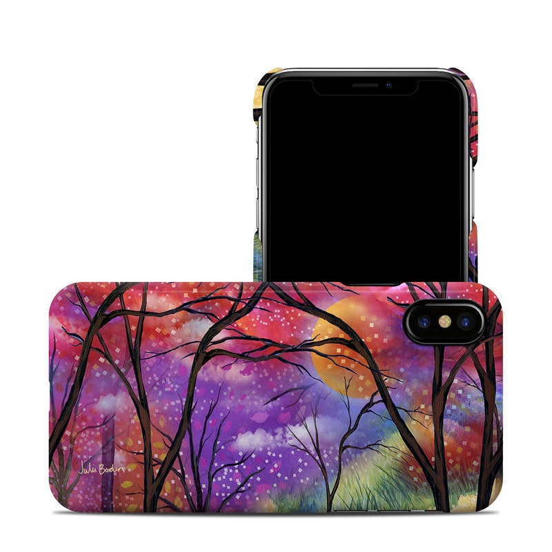 iPhone XS Clip Case design of Nature, Tree, Natural landscape, Painting, Watercolor paint, Branch, Acrylic paint, Purple, Modern art, Leaf, with red, purple, black, gray, green, blue colors