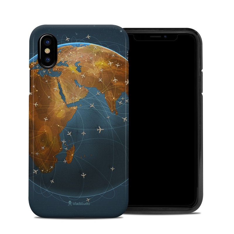 iPhone XS Hybrid Case design of Planet, Earth, Astronomical object, World, Atmosphere, Globe, Space, Sky, Astronomy, Circle with blue, yellow, brown colors