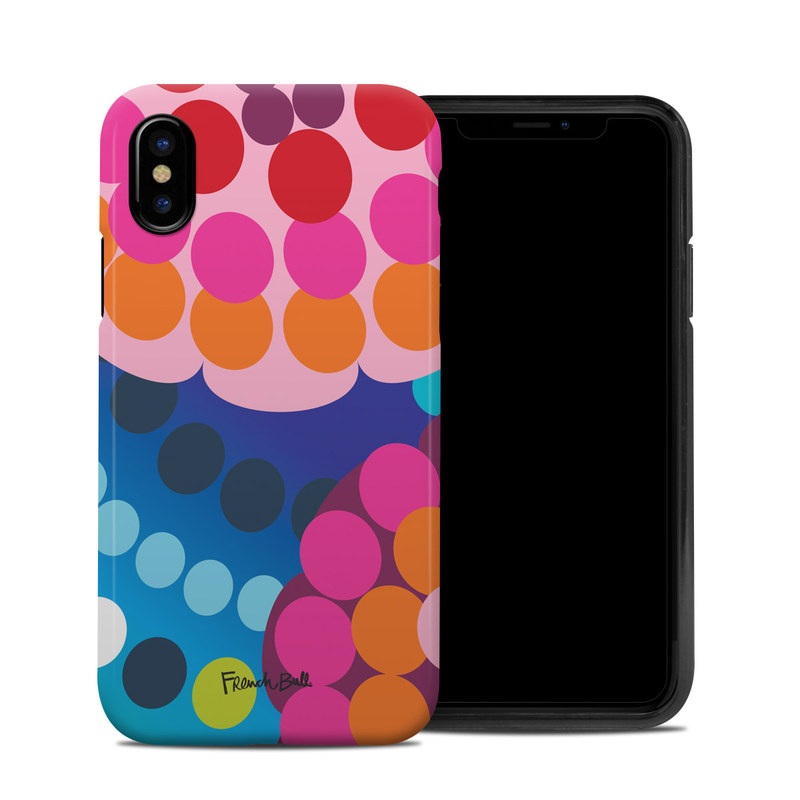 iPhone XS Hybrid Case design of Pattern, Circle, Orange, Colorfulness, Design, Line, Polka dot, Graphic design, Graphics, Heart, with blue, green, pink, orange, purple colors