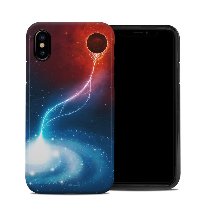 iPhone XS Hybrid Case design of Outer space, Atmosphere, Astronomical object, Universe, Space, Sky, Planet, Astronomy, Celestial event, Galaxy, with blue, red, black colors