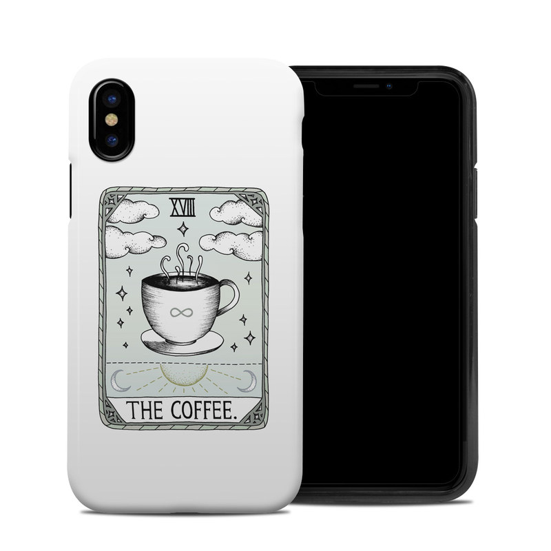 iPhone XS Hybrid Case design of Cup, Cartoon, Drinkware, Coffee cup, Tableware, Teacup, Illustration, Drink, Line art with white, black, green, gray, yellow colors