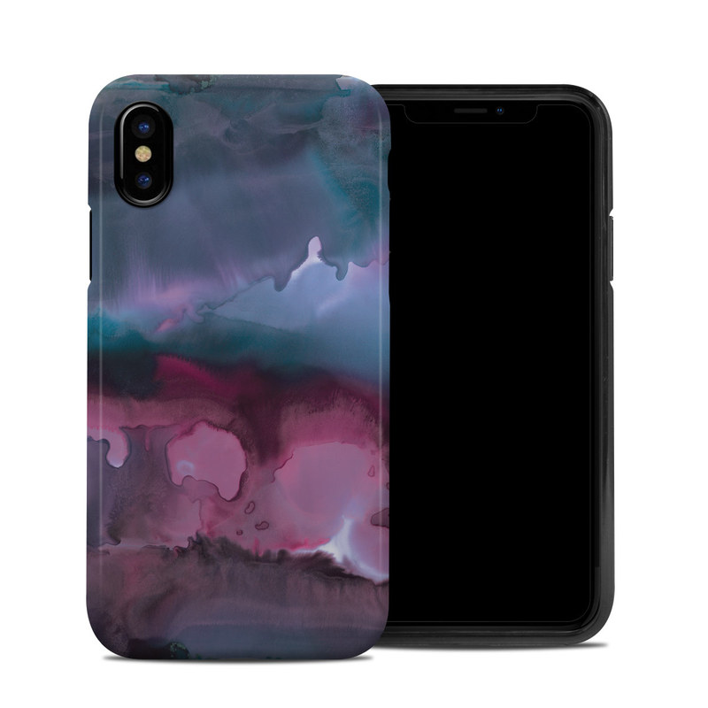 iPhone XS Hybrid Case design of Watercolor paint, Purple, Painting, Ice, Magenta, Sky, Art, Cloud, Paint, Modern art, with black, white, purple, blue, red colors