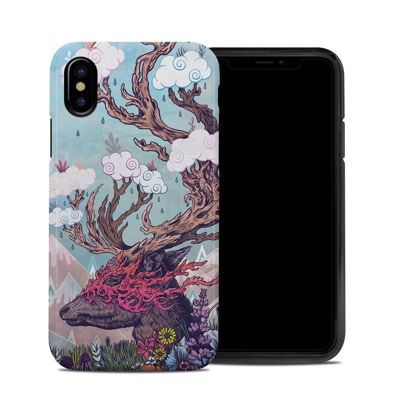 iPhone XS Hybrid Case design of Illustration, Tree, Watercolor paint, Painting, Art, Plant, Acrylic paint, Fictional character, Flower, Blossom, with gray, black, red, purple, blue colors