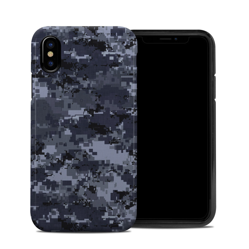 iPhone XS Hybrid Case design of Military camouflage, Black, Pattern, Blue, Camouflage, Design, Uniform, Textile, Black-and-white, Space with black, gray, blue colors