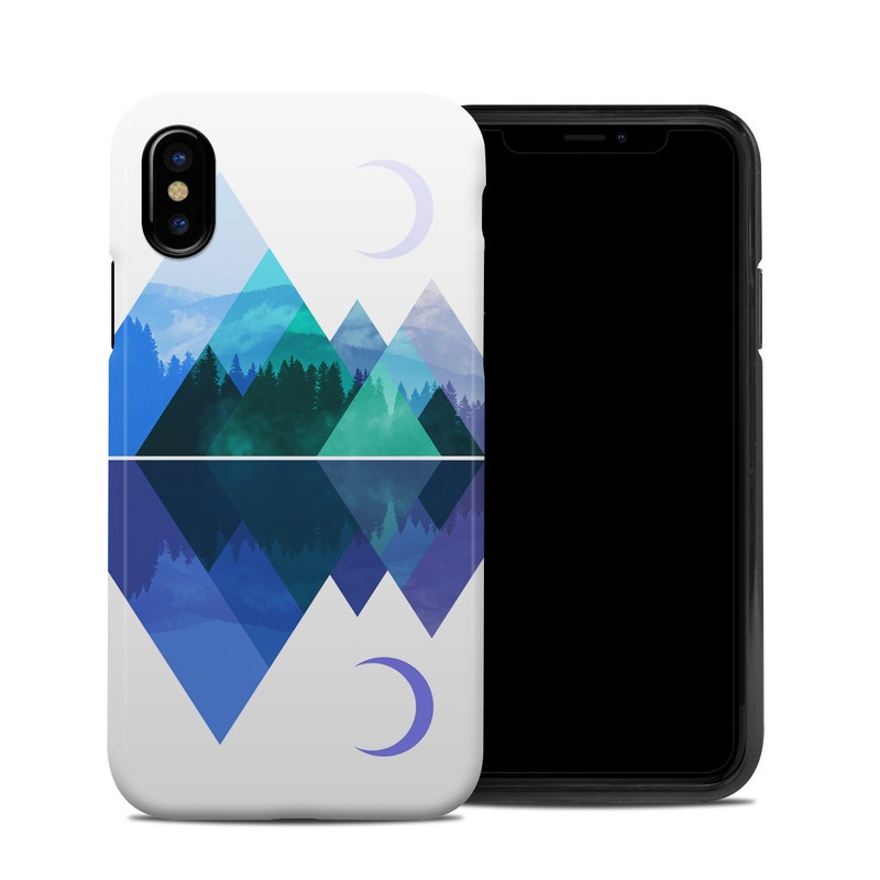 iPhone XS Hybrid Case design of Blue, Cobalt blue, Azure, Pattern, Logo, Design, Electric blue, Graphics, Illustration, Triangle, with white, blue, purple, green colors