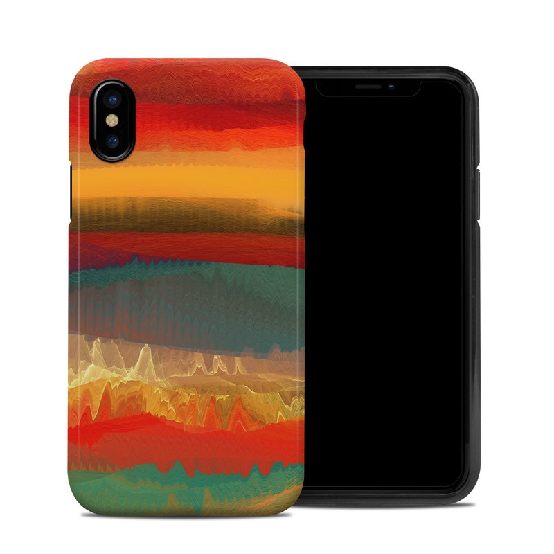 iPhone XS Hybrid Case design of Sky, Red, Horizon, Afterglow, Orange, Painting, Acrylic paint, Watercolor paint, Sunset, Geological phenomenon, with red, blue, green, yellow, orange, white colors
