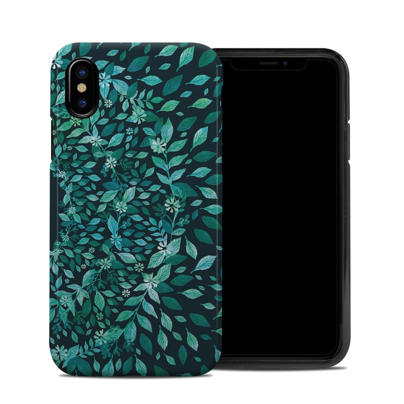 iPhone XS Hybrid Case design of Green, Aqua, Organism, Turquoise, Natural environment, Teal, Marine biology, Water, Leaf, Plant with black, green, white colors