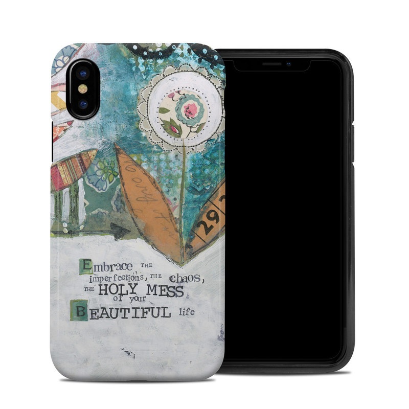 iPhone XS Hybrid Case design of Leaf, Font, Plant, Illustration, Art with blue, white, green, red, orange, yellow colors