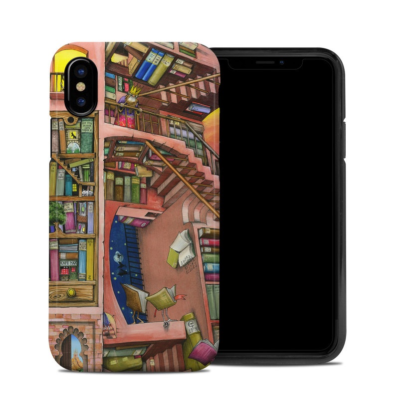 iPhone XS Hybrid Case design of Cartoon, Building, Art, Architecture, Design, Fun, Retail, Illustration, Neighbourhood, Room with pink, yellow, blue, red, orange, brown colors