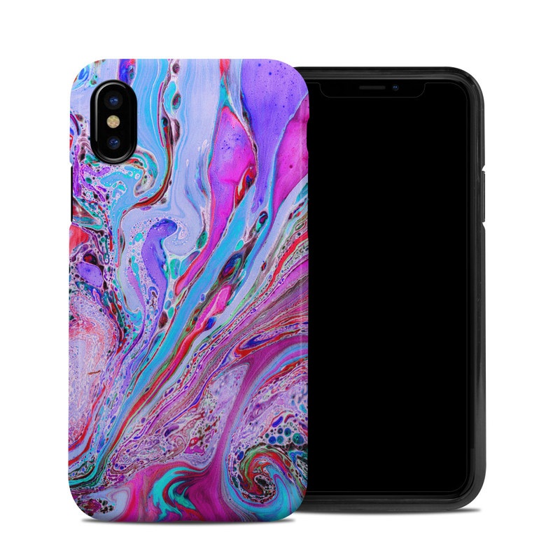 iPhone XS Hybrid Case design of Pink, Purple, Pattern, Design, Visual arts, Art, Psychedelic art, Magenta, Acrylic paint, Colorfulness, with pink, purple, blue, green colors