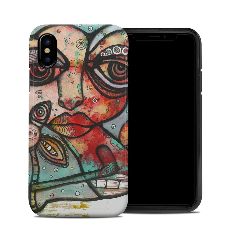 iPhone XS Hybrid Case design of Modern art, Art, Painting, Illustration, Visual arts, Psychedelic art, Acrylic paint, Watercolor paint, Graffiti, Drawing with gray, black, red, green, blue, white colors