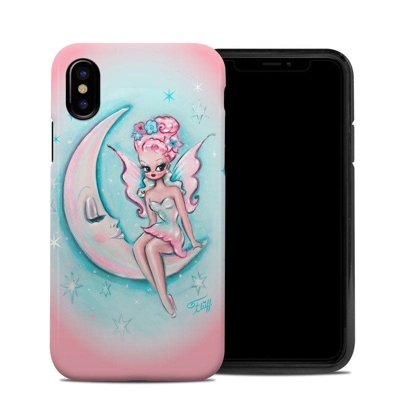 iPhone XS Hybrid Case design of Fictional character, Angel, Cartoon, Pink, Illustration, Mythical creature, Art, with blue, pink, white colors