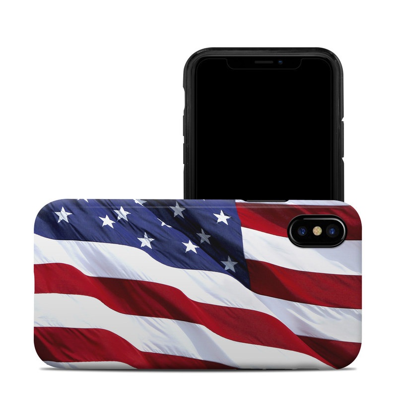 iPhone XS Hybrid Case design of Flag, Flag of the united states, Flag Day (USA), Veterans day, Memorial day, Holiday, Independence day, Event with red, blue, white colors