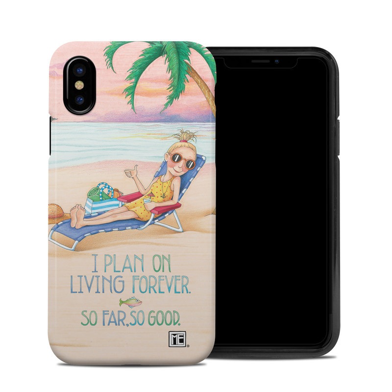 iPhone XS Hybrid Case design of Vacation, Product, Summer, Aqua, Illustration, Sun tanning, Fictional character, Caribbean, Graphics, Happy, with pink, green, brown, yellow, blue, white, red colors