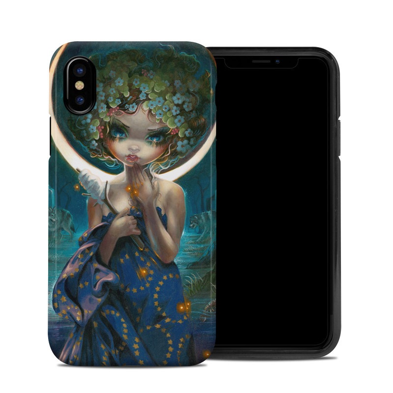 iPhone XS Hybrid Case design of Cg artwork, Lady, Painting, Mythology, Art, Illustration, Fictional character, Visual arts, Supernatural creature, with blue, green, yellow, white, orange, red colors