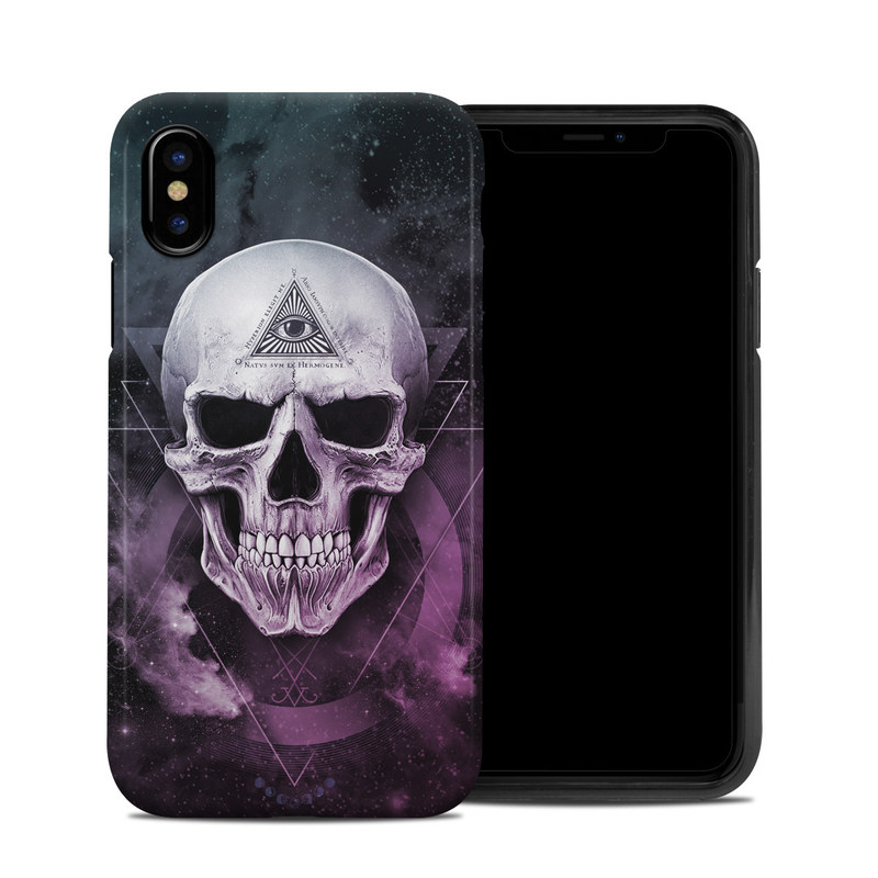 iPhone XS Hybrid Case design of Skull, Bone, Illustration, Font, Jaw, Fictional character, Graphic design, Graphics, Art with black, white, gray, purple colors