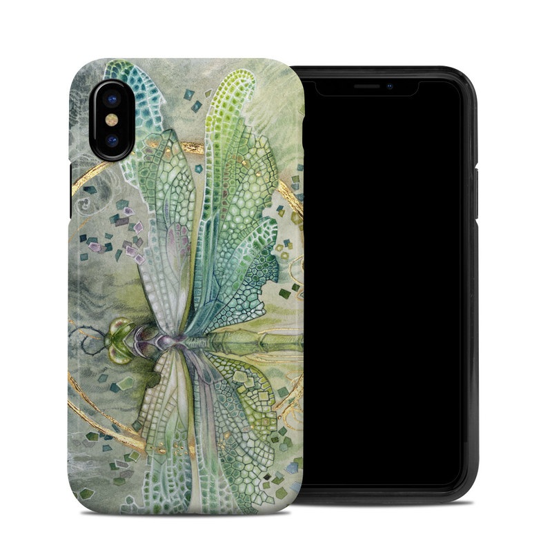 iPhone XS Hybrid Case design of Green, Painting, Watercolor paint, Water, Acrylic paint, Leaf, Visual arts, Plant, Art, Photography with green, yellow, blue, gray colors